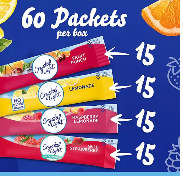 Crystal Light Variety Pack Drink Mix Packets 60 - Image 2