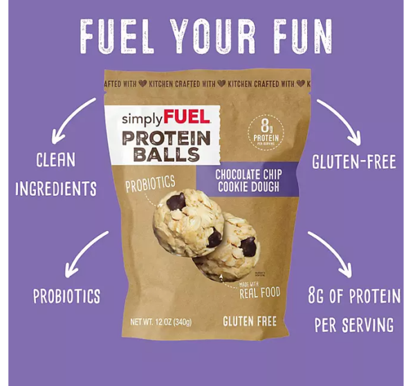 simplyFUEL Chocolate Chip Cookie Dough Protein Balls, 12 oz. - Image 2